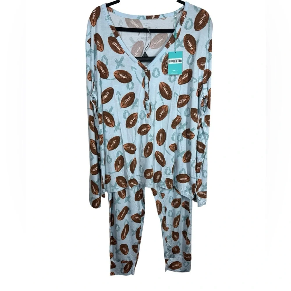 NWT Posh Peanut Long Sleeve Field Day Football Pajama Set Size 3XL